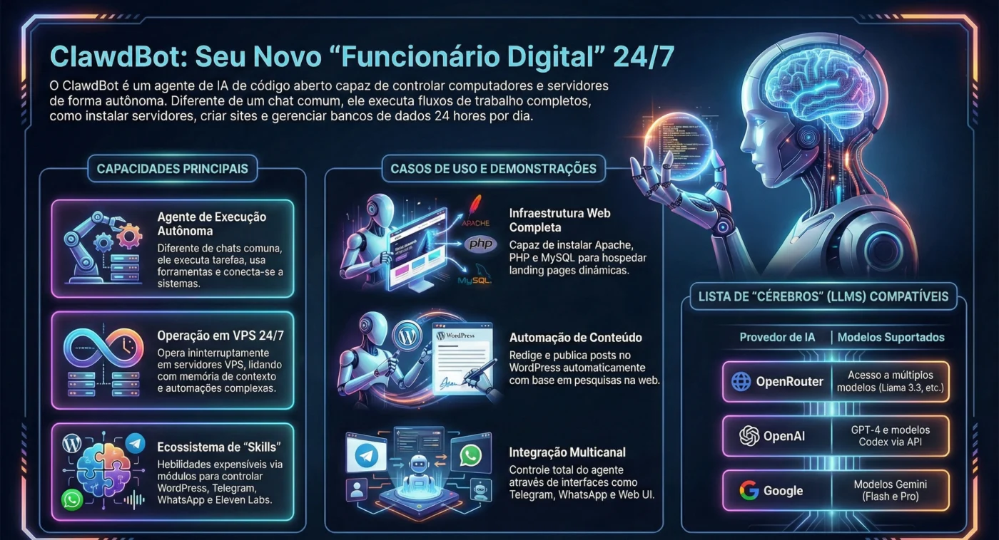 ClawdBot: O Agente de IA "Insano" que é o seu Novo Funcionário Digital 24/7